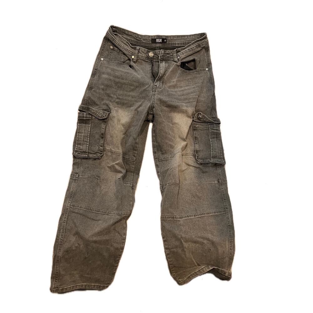 Pipeline Brand faded black or gray cargo jeans Unisex 30x28